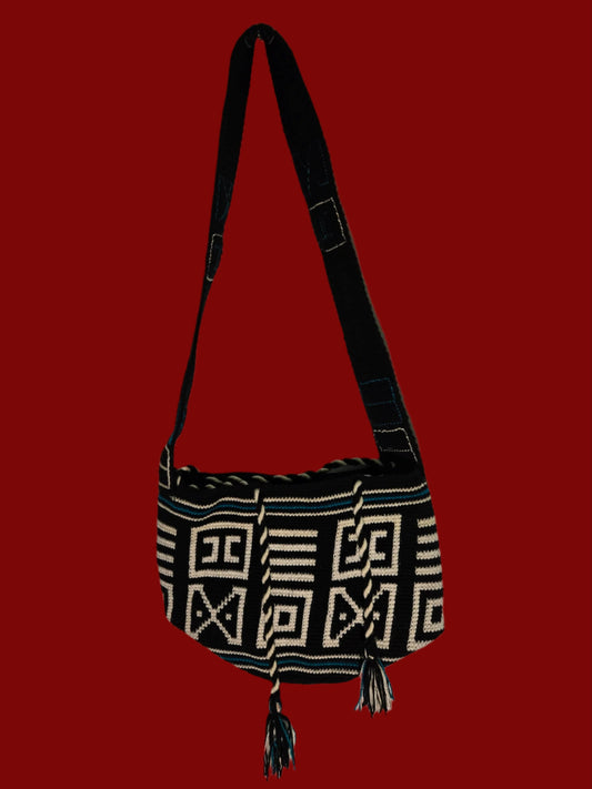 Tote bag Black, green and White square