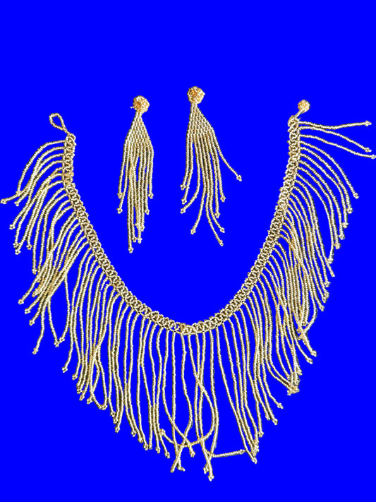Golden necklace and earrings set