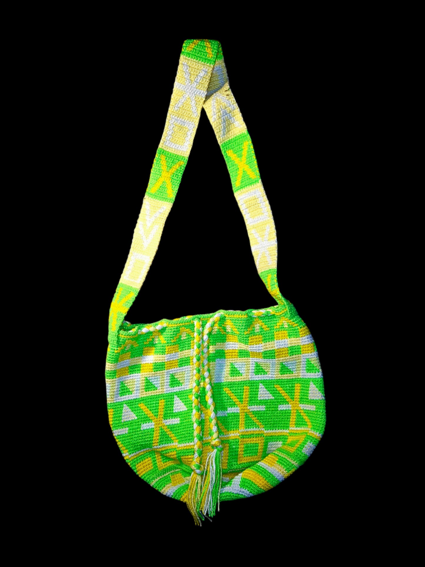 Tote bag Green, beige and white